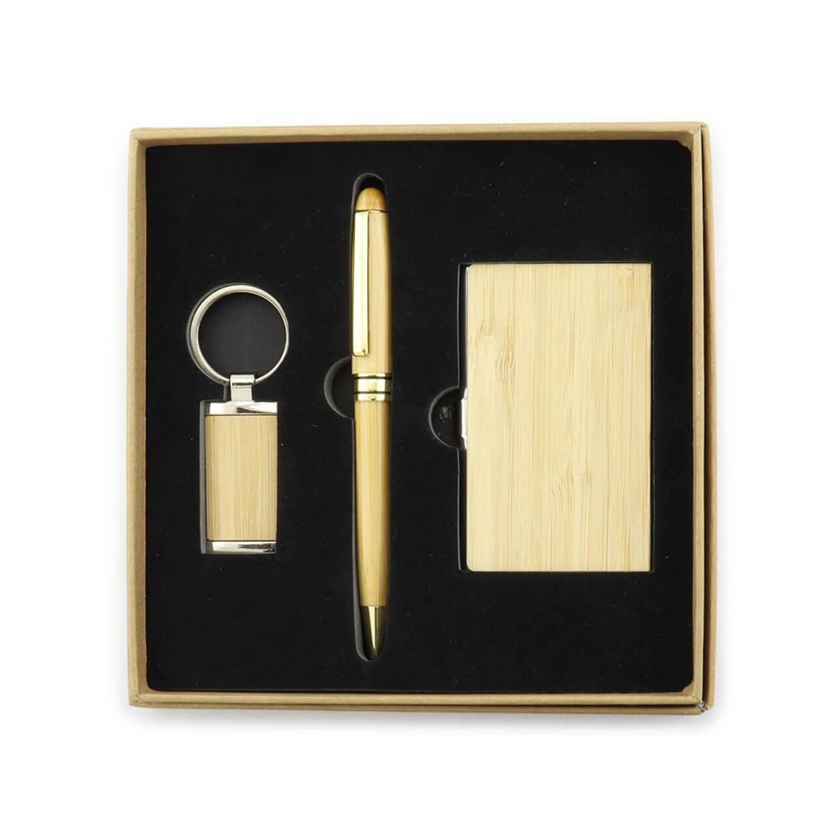 Set Tarjetero Elegante con Accesorios en Bambú