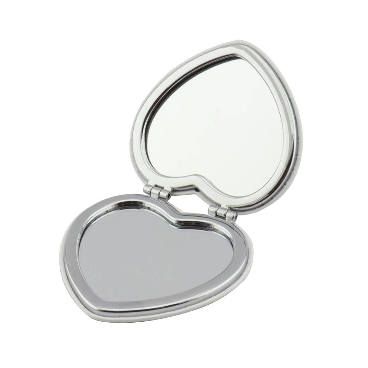 Espejo Metalico Doble Silver Corazón