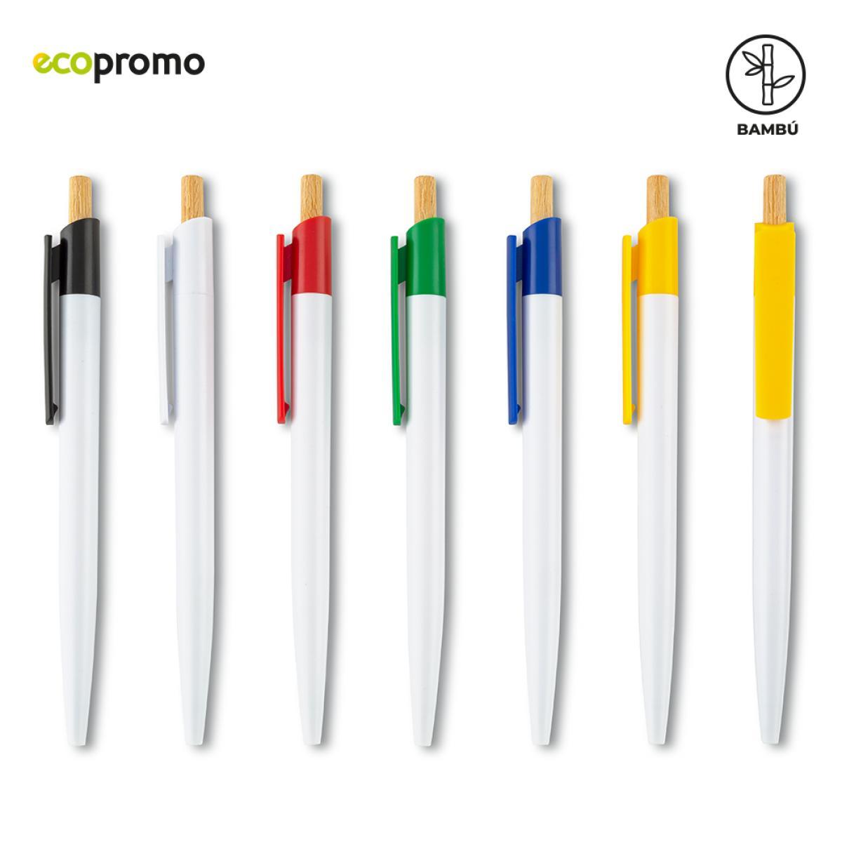 Bolígrafo Push de Plástico y Bambú Natural Allegro