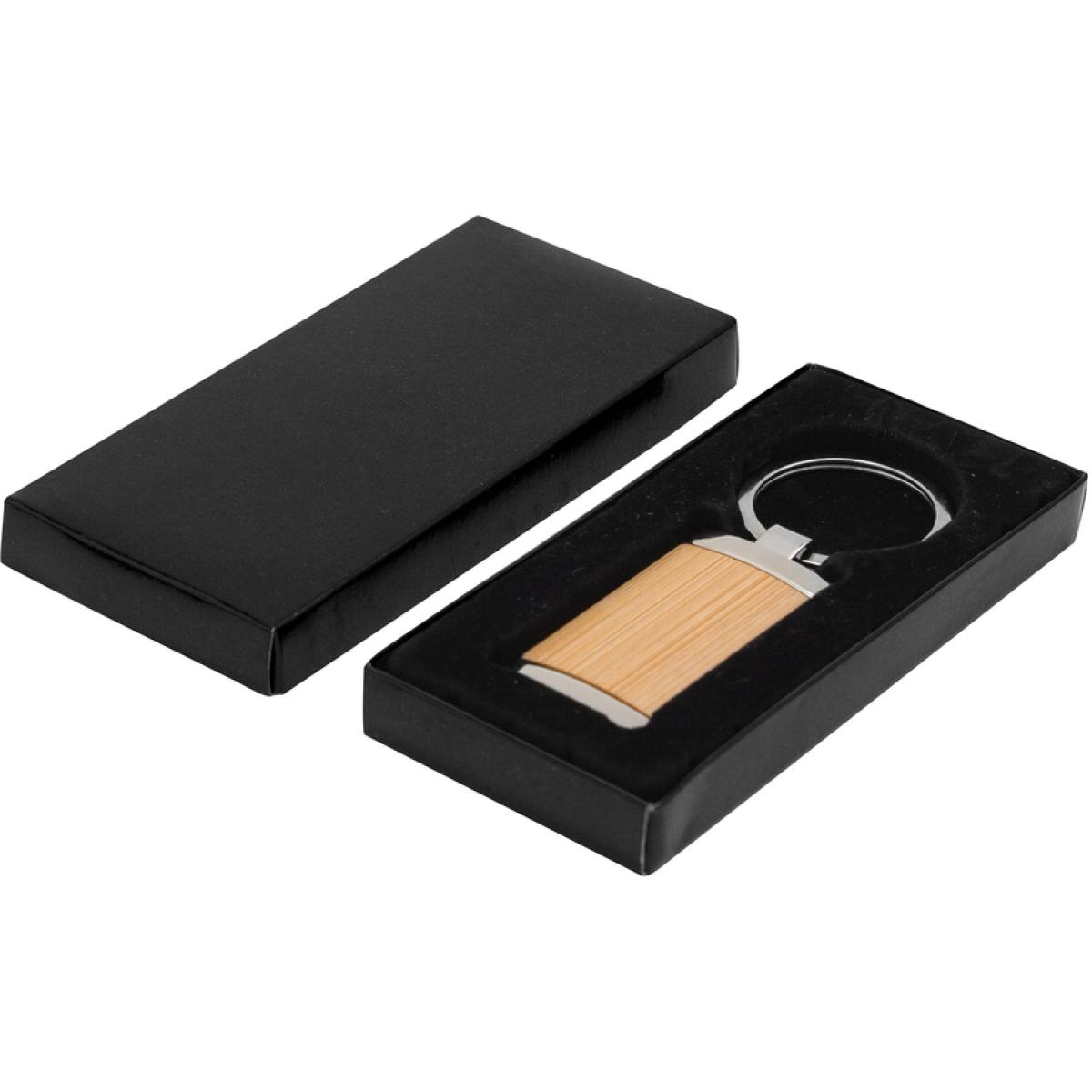 Llavero de Bambú Tag Rectangular en Caja de Regalo