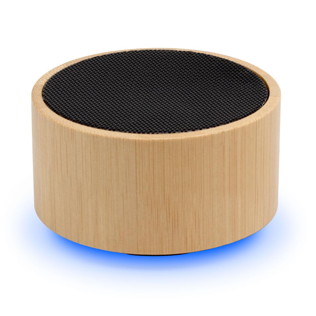 Parlante Bluetooth Cannes Caja redonda de Bambu