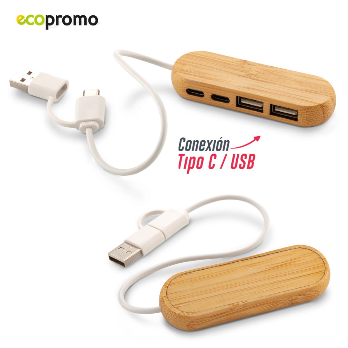 Puerto Usb Massimo Bambu Dos puertos