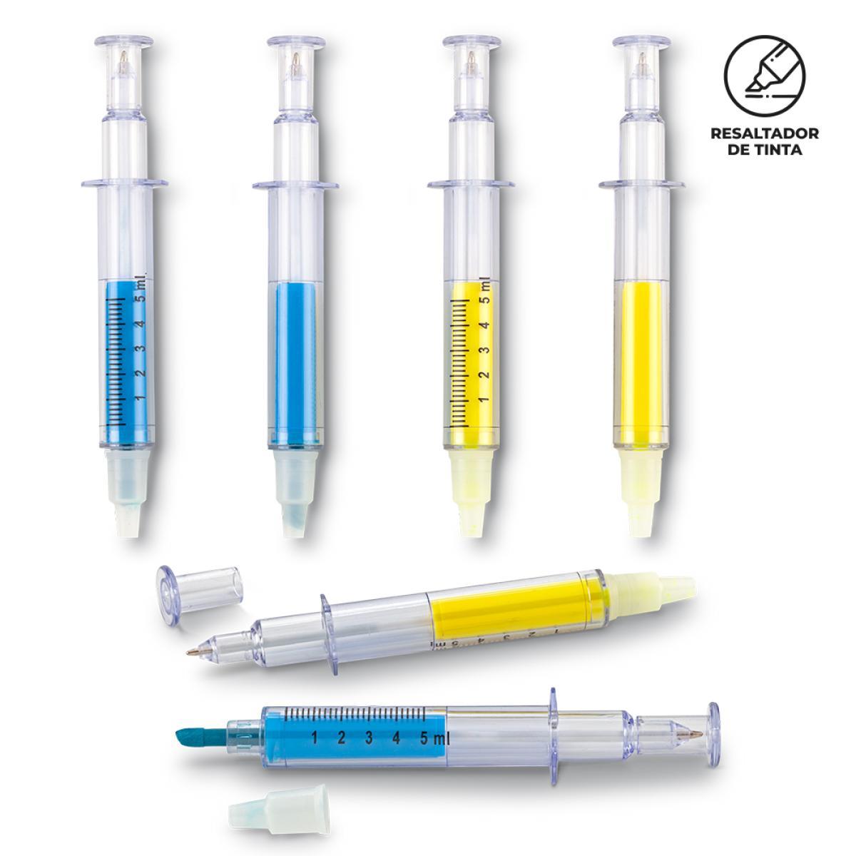 Resaltador Jeringa con Bolígrafo Integrado