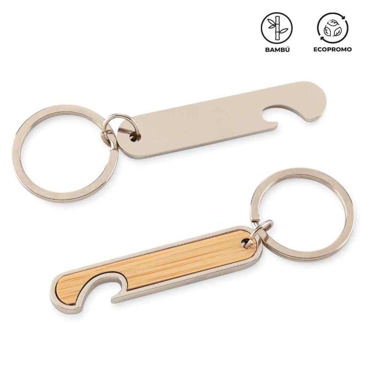 Llavero ML 416 Metálico con Bambú y Destapador