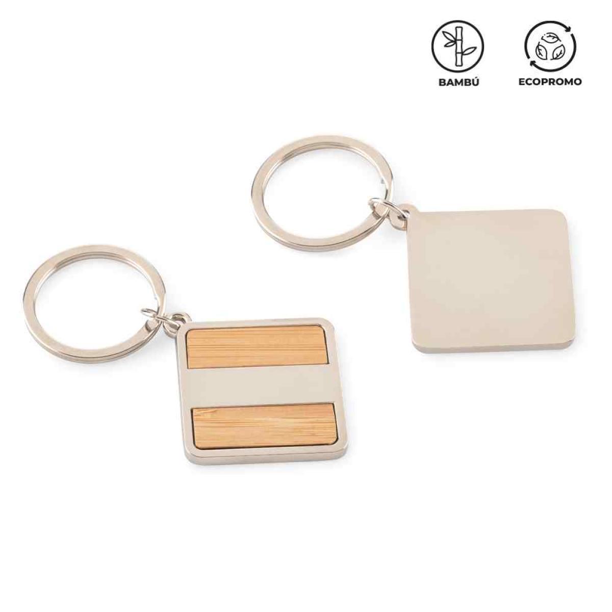 Llavero ML 417 en Metal con Acabado en Bambú